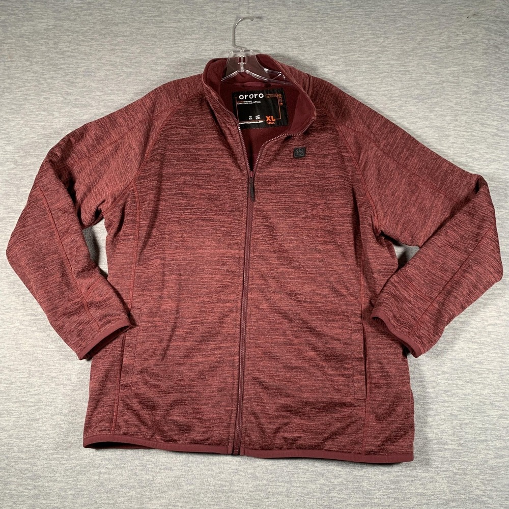 Ororo Heated Jacket Mens‎ XL Red Fleece Full Zip Battery Pack Included Warm